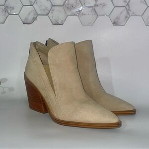 Vince Camuto Gardena Stacked Heel Tan Ankle Booties